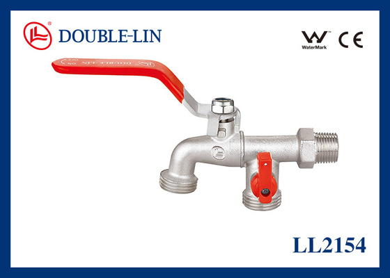 Rubinetti a sfera in ottone da 1/2" per lavatrice con maniglia a leva piatta e sede in PTFE, tipo stelo con doppio O-ring