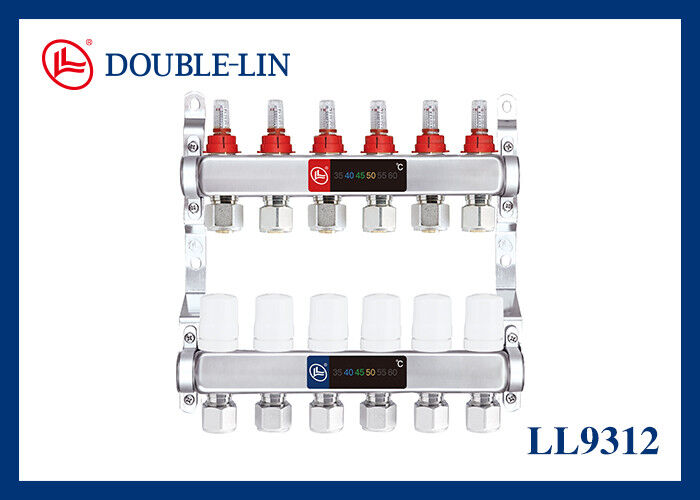 Collettore in ottone filettato ISO228 10 Bar con adattatori 16-2.0 e 20-2.0 e materiale ottone HPB 57-3